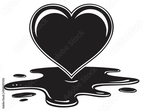 Heart Shape Symbol with Spilled Liquid Design