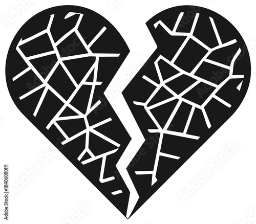 Cracked Heart Symbol Illustrating Heartbreak Emotional Pain Sadness and Relationship Problems