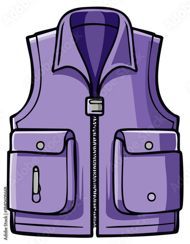 Purple Utility Vest with Multiple Pockets and Zipper Closure Ideal for Outdoor Activities