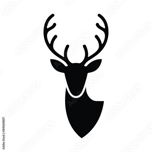 Silhouette of a deer head with antlers isolated on