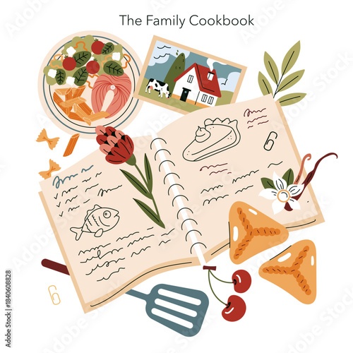 Family Cookbook with Recipe Illustrations