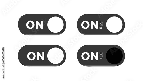 Set of four toggle switches showing ON and OFF states, some illuminated and some dark