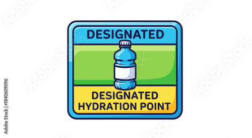 Hydration Station Indicating Place To Obtain Water, Emblem For Designated Zones, Sign