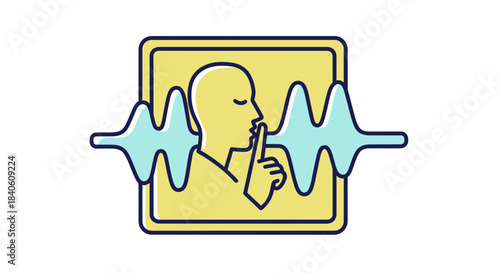 Iconic Representation Of Quiet Communication With Soundwaves in Digital Display