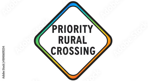 Iconic Road Sign Illustrating Priority Crossing in Rural Areas Communicating Road Safety