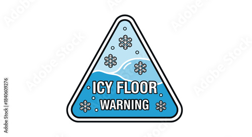 Icy Floor Hazard Sign Illustrating Winter Safety Awareness and Preventing Accidents