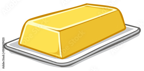 Golden Bar of Butter Served on a Plate