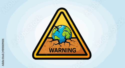 Global Environmental Warning Sign: Earth Illustration Depicting Ecological Crisis And Danger