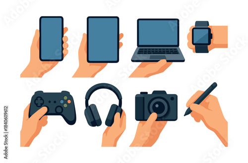 Electronic devices collection, gadgets and technology, flat vector illustration