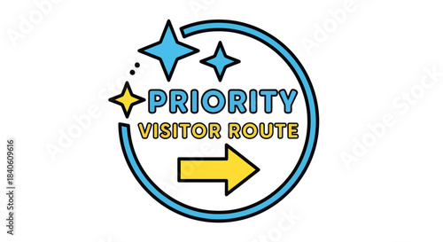 Illustrated Priority Visitor Route Icon Symbol Signage For Directing People Forward