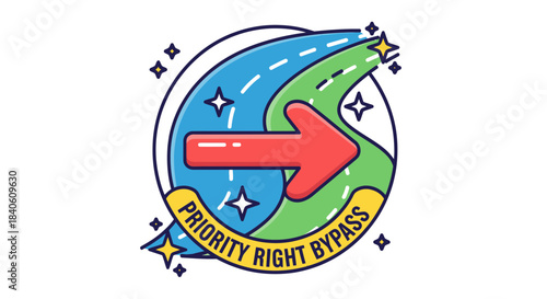 Graphic Design Illustrating Priority Right Bypass Concept For Traffic Management