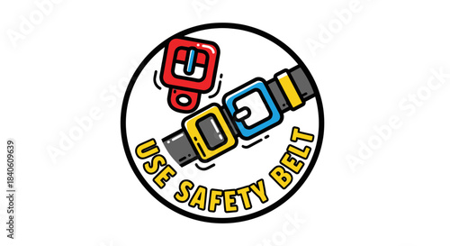 Illustrated Reminder Promoting Vehicle Safety and Encouraging Seatbelt Use in Cars