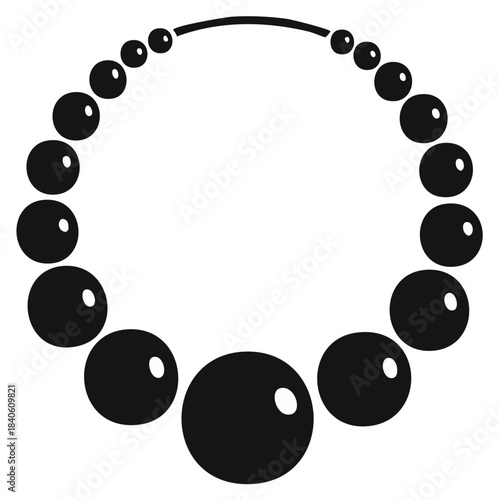 Elegant pearl necklace featuring a string of beads with varying sizes, crafting a stylish, sophisticated accessory symbol