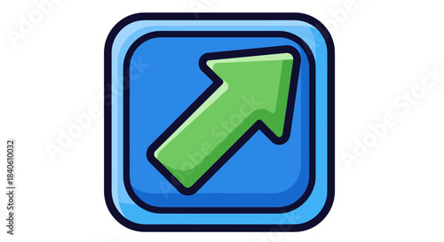 Green Arrow Rising Within Blue Boundary Showing Elevation, Growth, And Forward Movement