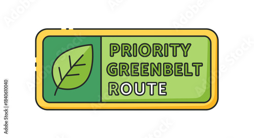 Greenbelt Priority Route Sign Featuring Leaf Symbol for Eco-Friendly Transportation