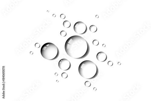 Transparent water drops top view on isolated png background – liquid water-drop, realistic clear droplet, cool wet aqua, clean splash and crystal bubble