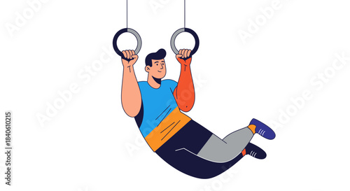 Gymnastics Rings Illustrative Design of a Person Doing a Workout in a Modern Style