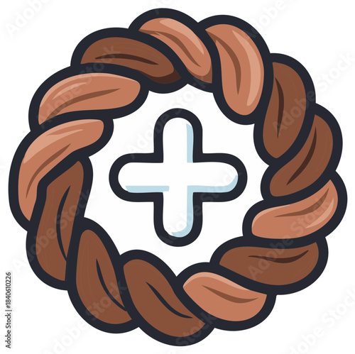 Braided Circle with White Plus Sign Icon
