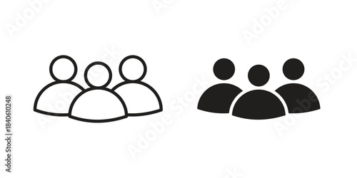 people icon doodle set. editable outline stroke vector eps