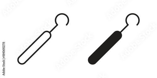 Periodontal scaler icon doodle set. editable outline stroke vector eps