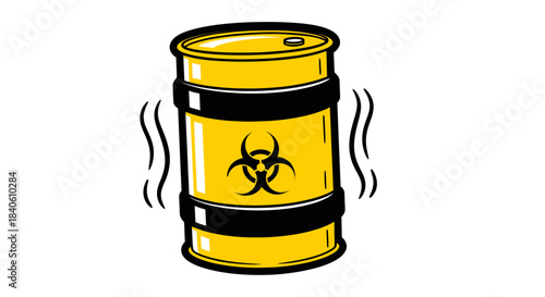 Hazardous Material Barrel Warning Symbol: A Graphic Illustrating Danger and Chemicals