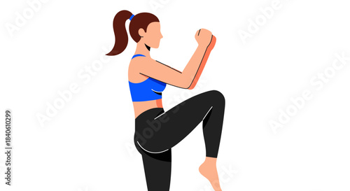Healthy And Active Female Performing A Dynamic Exercise Workout In Vector Form