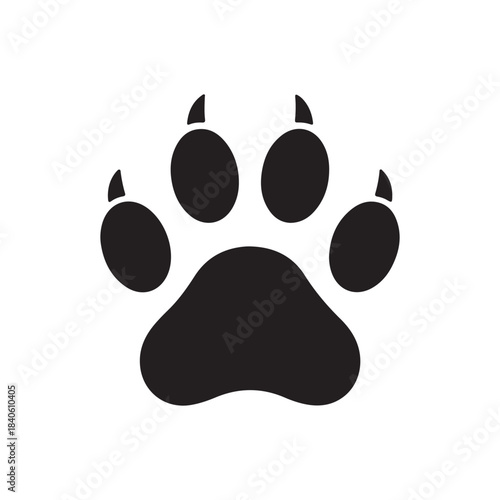 Paw Print silhouette icon vector flat design on white background