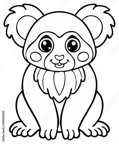 Cute Cartoon Lemur Animal Outline Illustration for Kids Coloring Page