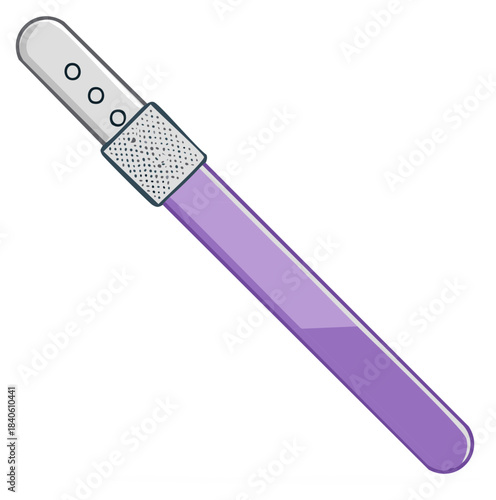 Glass test tube with violet liquid, laboratory beaker science equipment, experiments, medical research