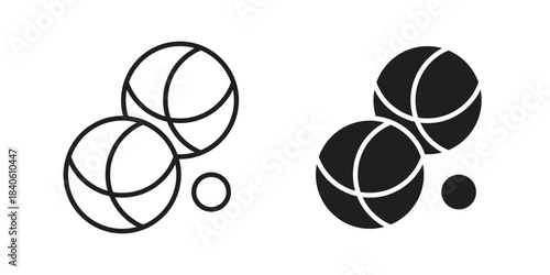 Petanque icon doodle set. editable outline stroke vector eps