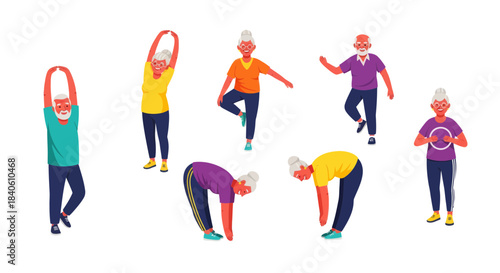 Healthy Seniors Engage In Dynamic Exercises For Longevity And Overall Well-Being