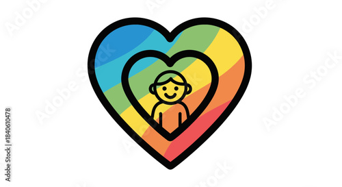 Heart Emblem Representing Inclusion With Colorful Layers and Central Figure