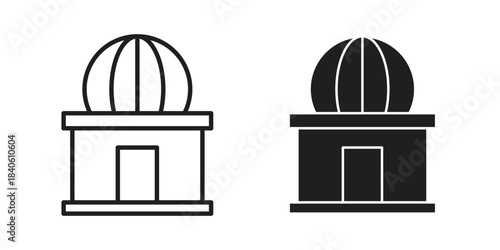 Planetarium icon doodle set. editable outline stroke vector eps