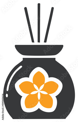 Aromatic Diffuser with Flower Decoration and Sticks Releasing Scent