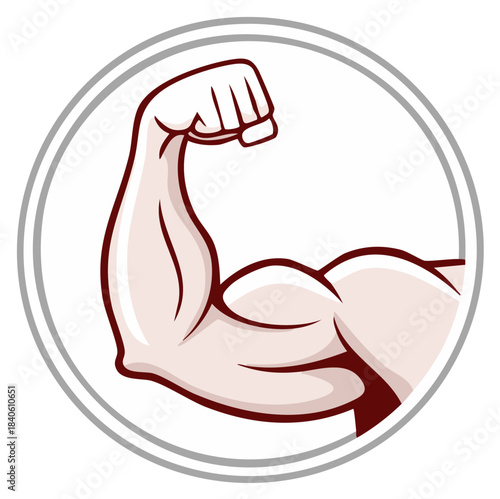 Strong Bicep Flex Symbol Illustration Inside a Circle