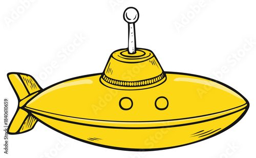 Illustration of a Cartoon Yellow Submarine Underwater Exploration Concept