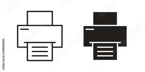 Printer icon doodle set. editable outline stroke vector eps