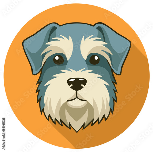 Stylized illustration of a Schnauzer dog face with a long beard and eyebrows