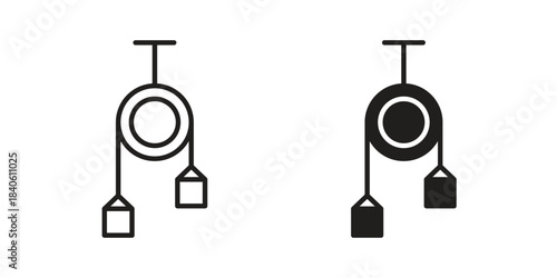 Pulley icon doodle set. editable outline stroke vector eps