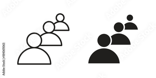 Queue icon doodle set. editable outline stroke vector eps