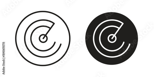 Radar icon doodle set. editable outline stroke vector eps
