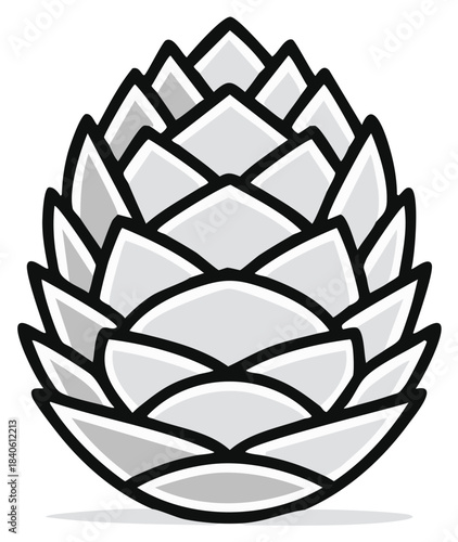 Abstract Pine Cone or Hop Cone Illustration Minimalist Flat Vector Graphic