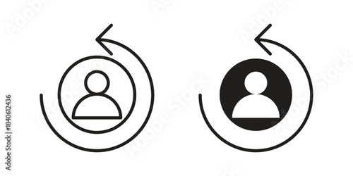 Scrum master icon doodle set. editable outline stroke vector eps
