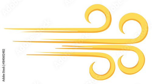 Dynamic yellow wind current illustration depicting air movement and speed