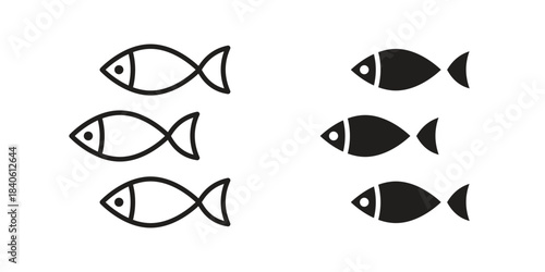 Shoal icon doodle set. editable outline stroke vector eps