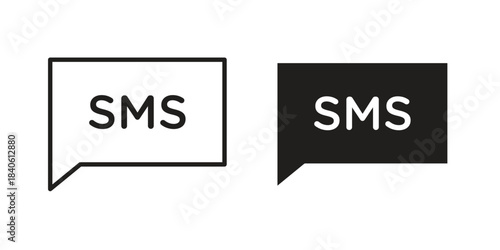 SMS icon doodle set. editable outline stroke vector eps