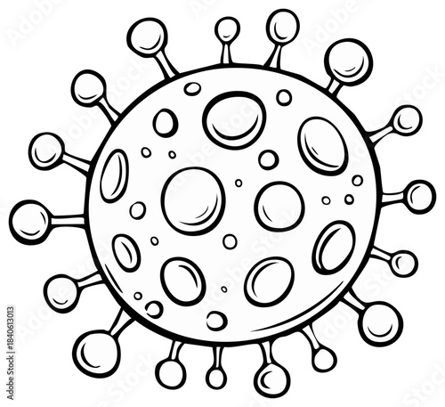 Virus Outline Drawing with Spikes and Circles