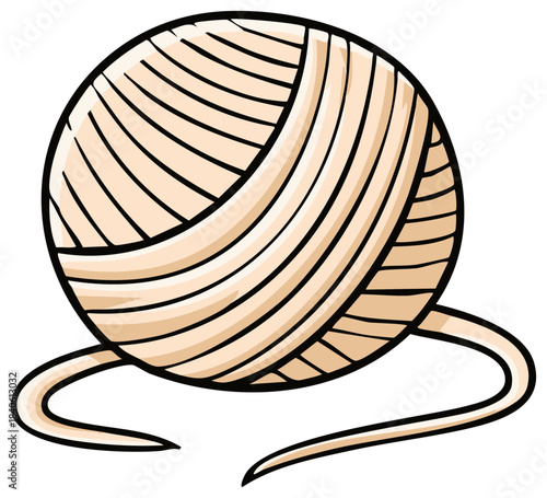 Cartoon Ball of Cream Yarn for Knitting or Crochet Crafts - Wool for Needlework
