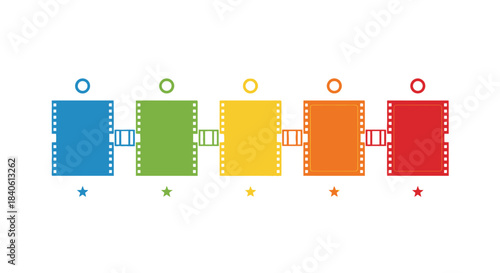 Abstract colorful presentation: Vibrant presentation with sequential steps. Abstract layout and colorful blocks for visual communication.