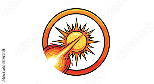 Fiery Cosmic Element Bursting Within a Circular Frame Illustrating Power and Energy